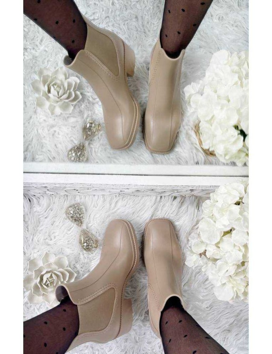 Chaussures My Look Féminin | Mes Bottines Chelsea Crantees Beige Basic