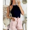 Jupes Shorts My Look Féminin | Mon Superbe Short Rose Pale Et Sa Ceinture