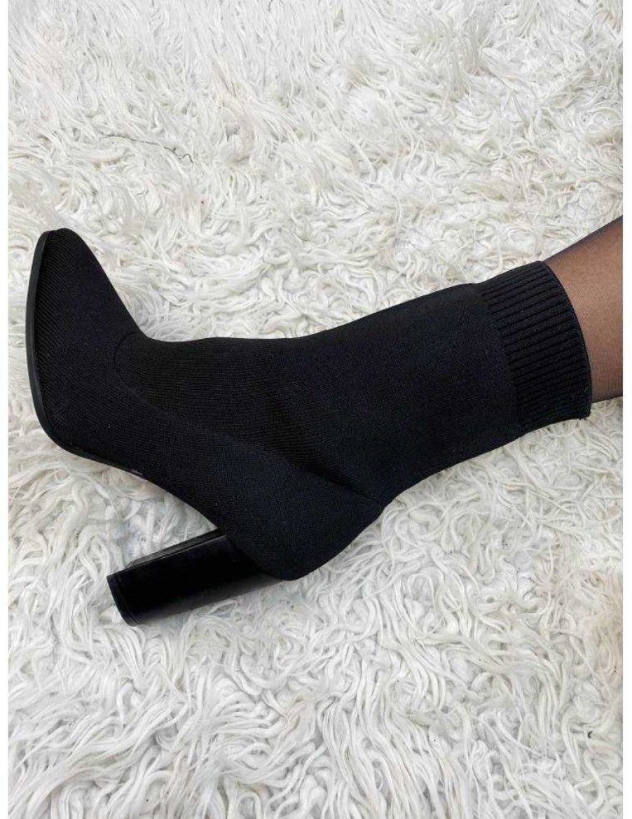 Chaussures My Look Féminin | Mes Bottines Style Chaussettes Noires A Talons