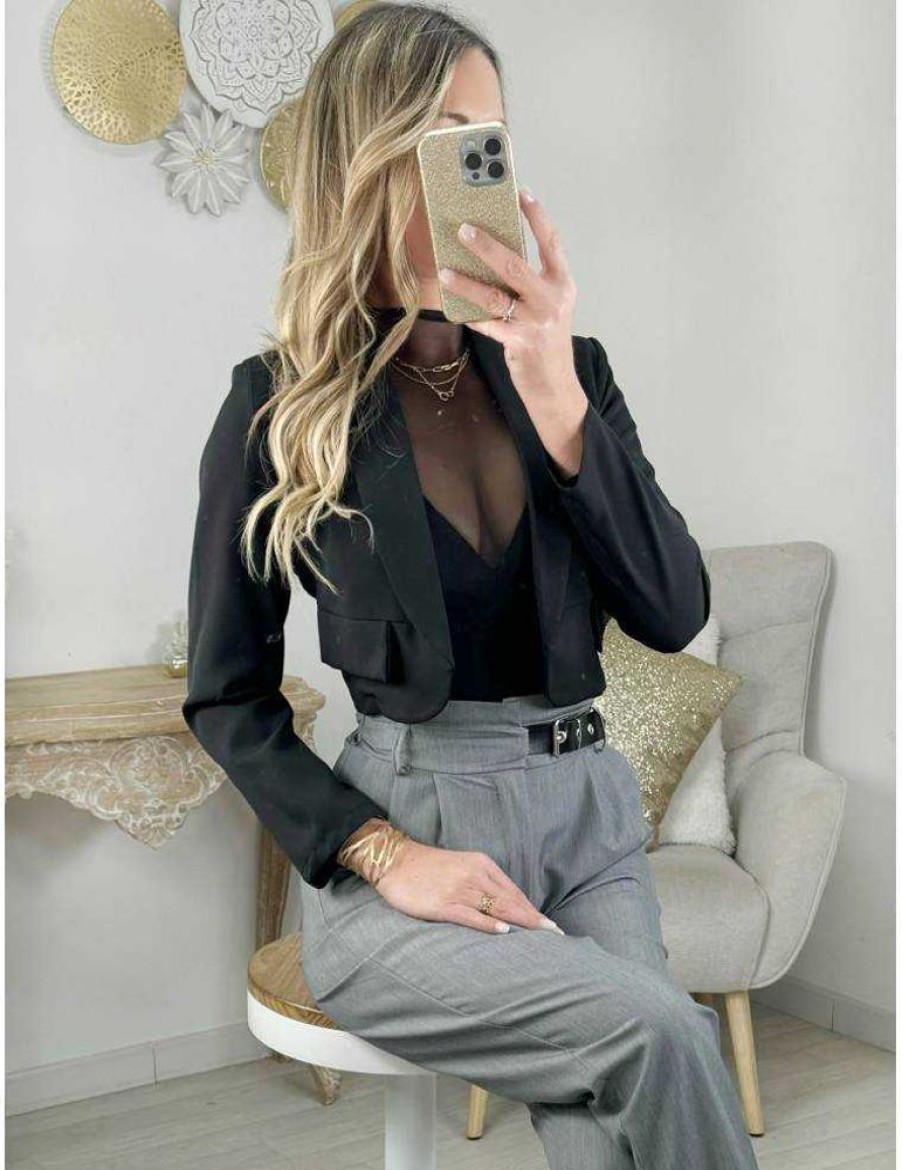 Vestes Gilets My Look Féminin | Blazer Court Noir