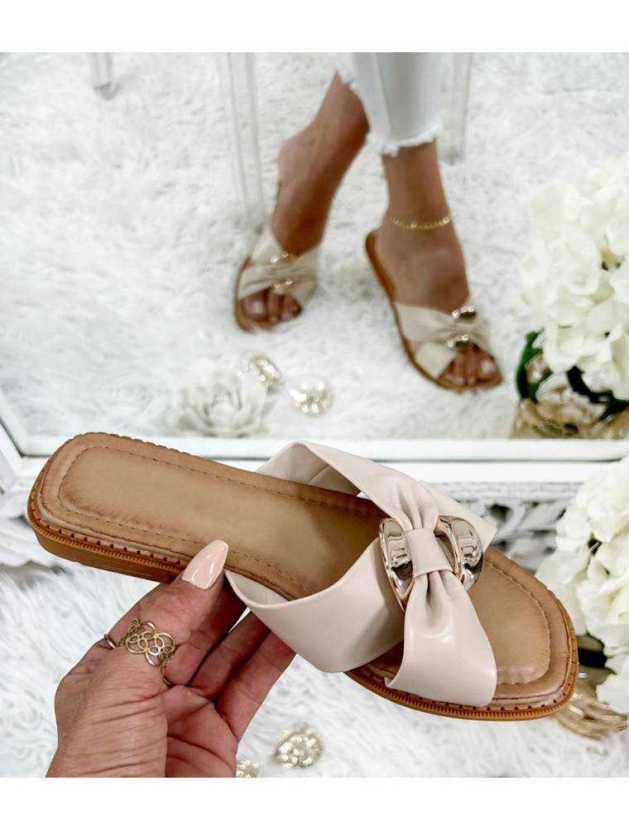 Chaussures My Look Féminin | Mes Mules Beige Croisees