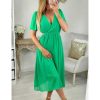 Robes My Look Féminin | Robe Mi-Longue En Voilage Verte Cut Out