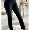 Pantalons My Look Féminin | Mon Jeans Flare Taille Haute Noir