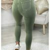 Pantalons My Look Féminin | Mon Jeans Taille Haute Vert Olive