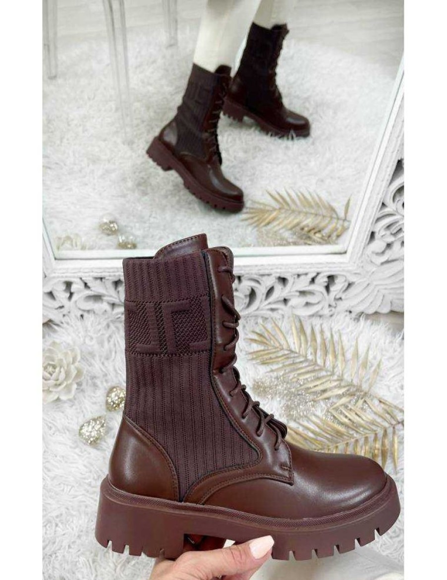 Chaussures My Look Féminin | Mes Bottines Choco A Lacets